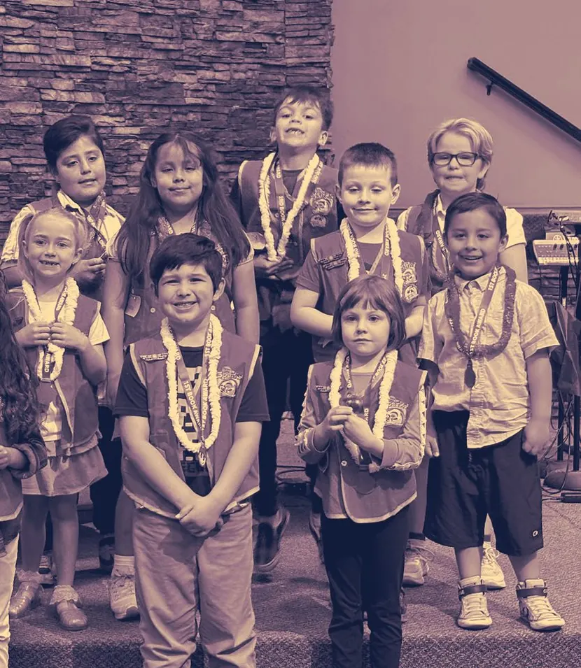 AWANA kids with their first book awards